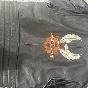 Harley-Davidson Black Leather Bomber Jacket with Eagle Emblem